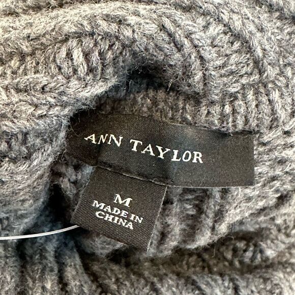 Ann Taylor Ribbed Dark Gray Wool Blend Turtleneck Sweater NWT - Picture 6 of 8